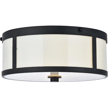 Elegant Lighting 12 in. Hadrian 2 Light Flat Black Flush Mount LD6019